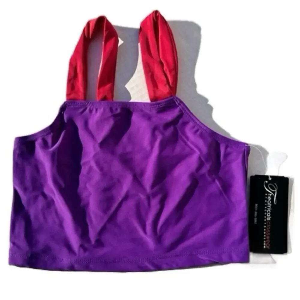 Theatricals dancewear class wear crop top purple and red dance